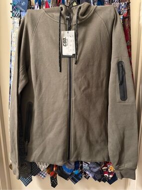 CSC Active Men’s Olive Green Zip-Up Hoodie Sweater